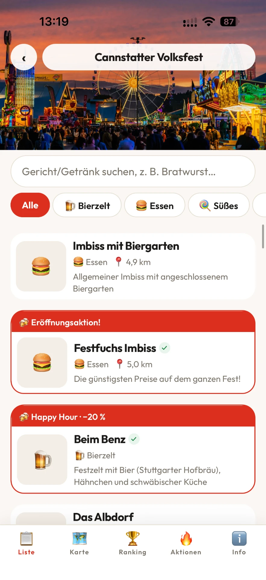 Festfuchs-App: Stände & Aktionen
